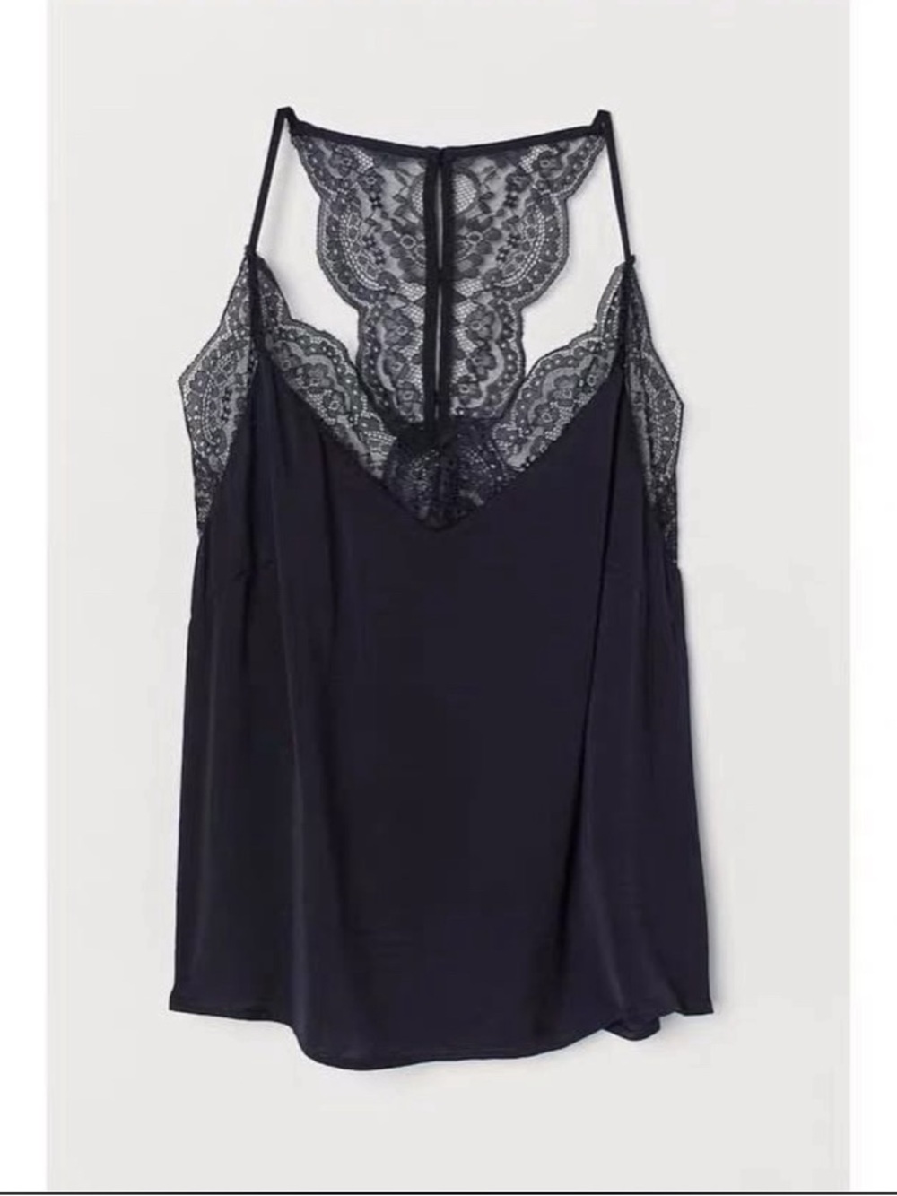 NWOT H&M Black Lace Trim Cami Tank Top Size 8/Medium